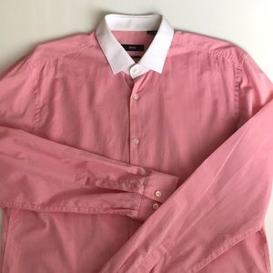 Hugo Boss Slim Fit White Collared Shirt